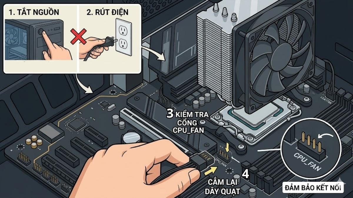 Cách khắc phục quạt máy tính lúc chạy lúc dừng