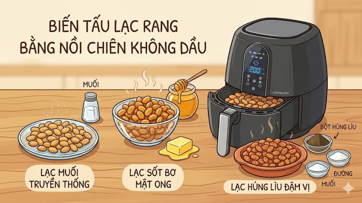 Biến tấu cách rang lạc bằng nồi chiên không dầu theo khẩu vị 