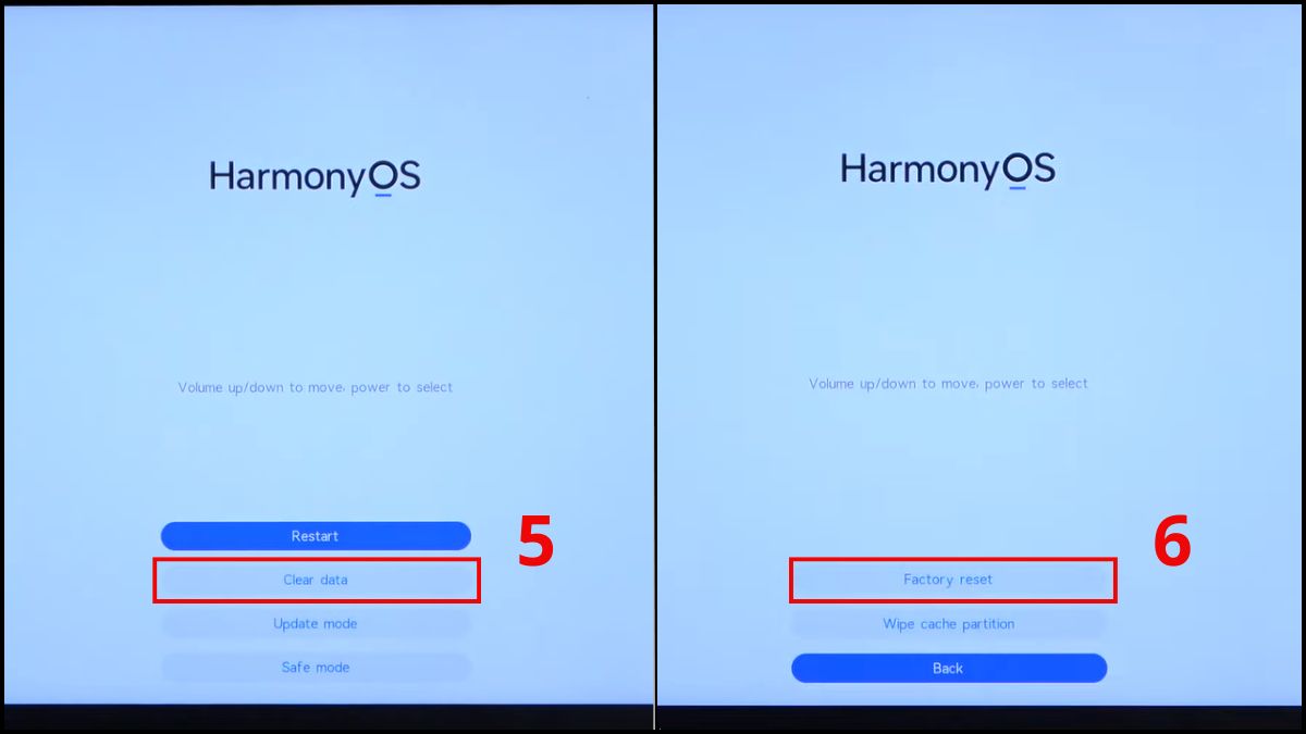 Chọn Clear data rồi chọn Factory reset