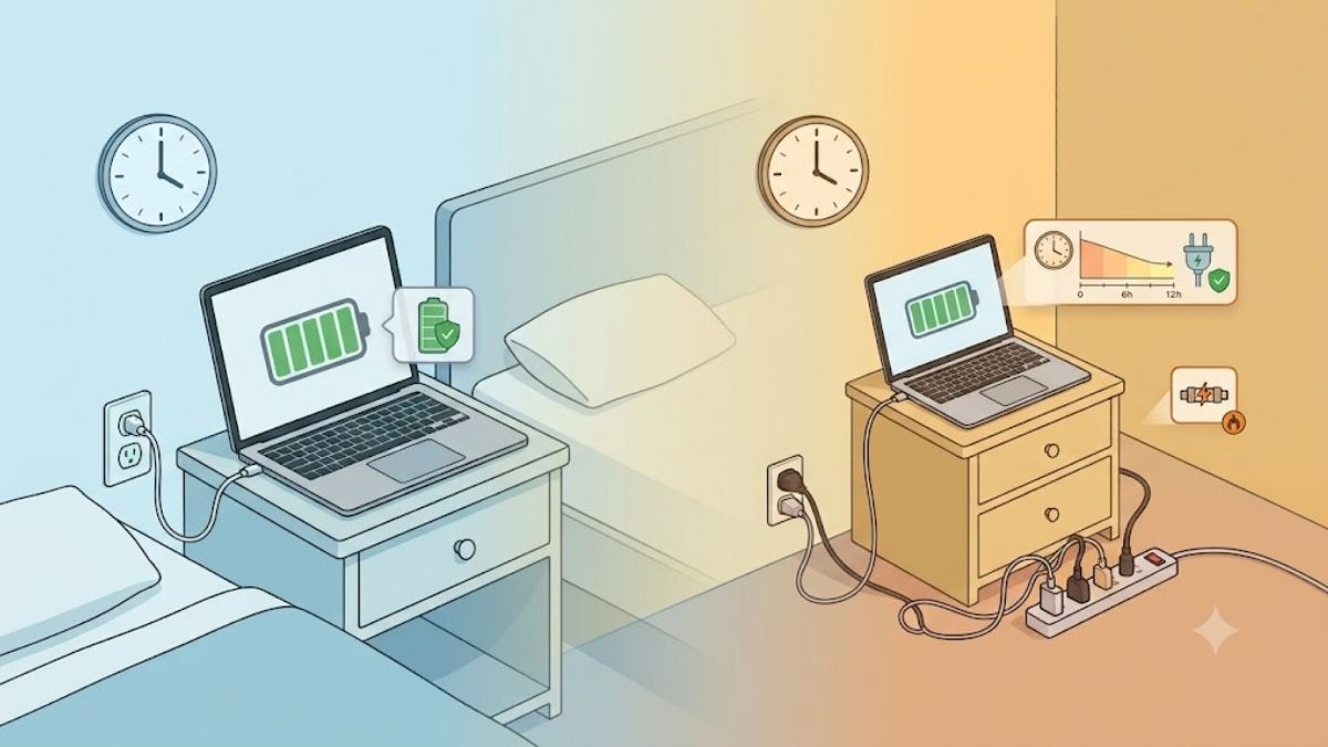 Sạc laptop qua đêm có sao không?