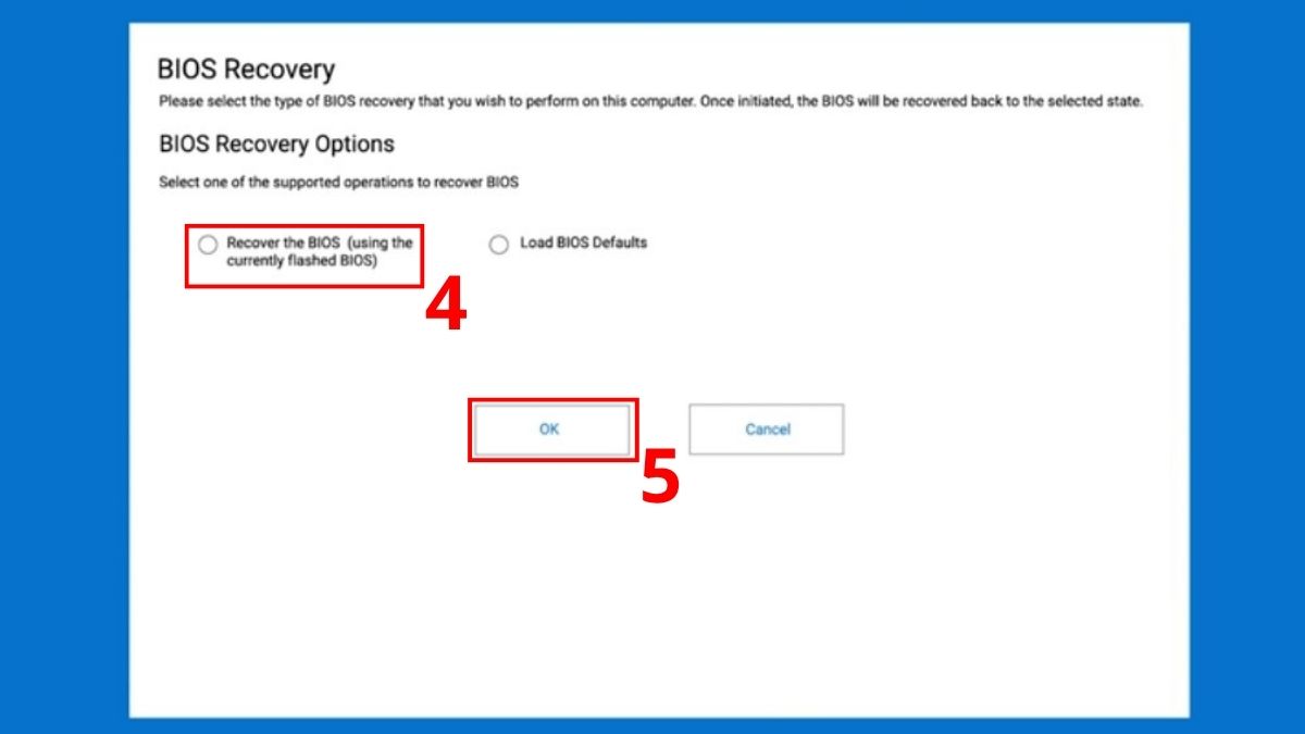 Chọn Recover the BIOS 