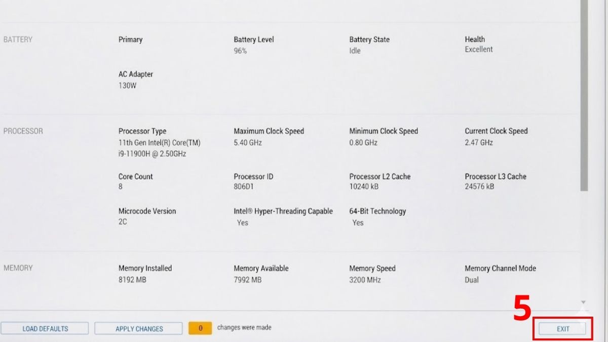 Nhấn Exit để kết thúc quá trình khôi phục