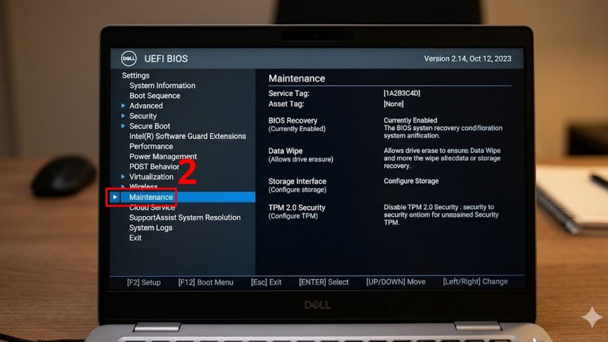 Ở cột bên trái, tìm mục Maintenance