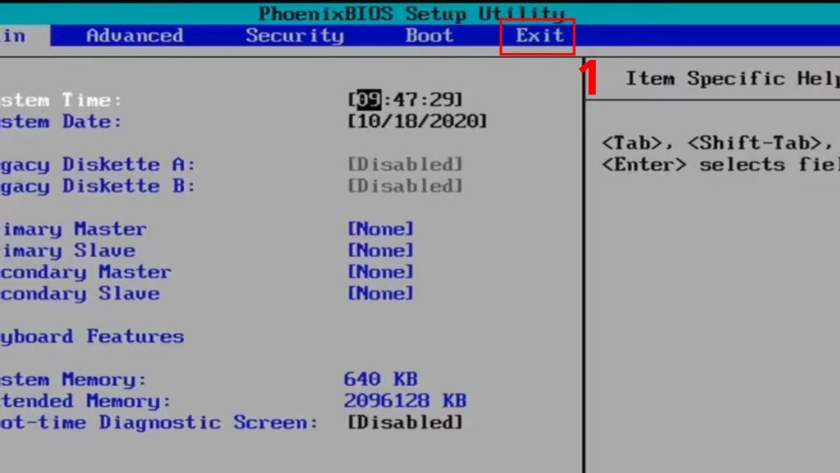 Khôi phục trên BIOS cũ - Aptio hoặc American Megatrends