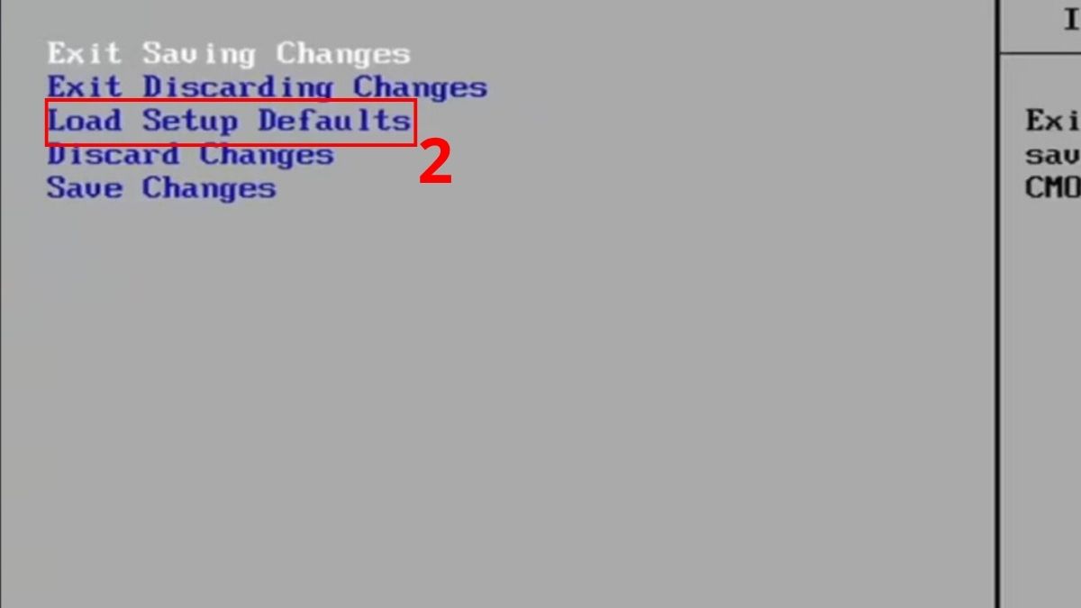 Chọn dòng Load Setup Defaults