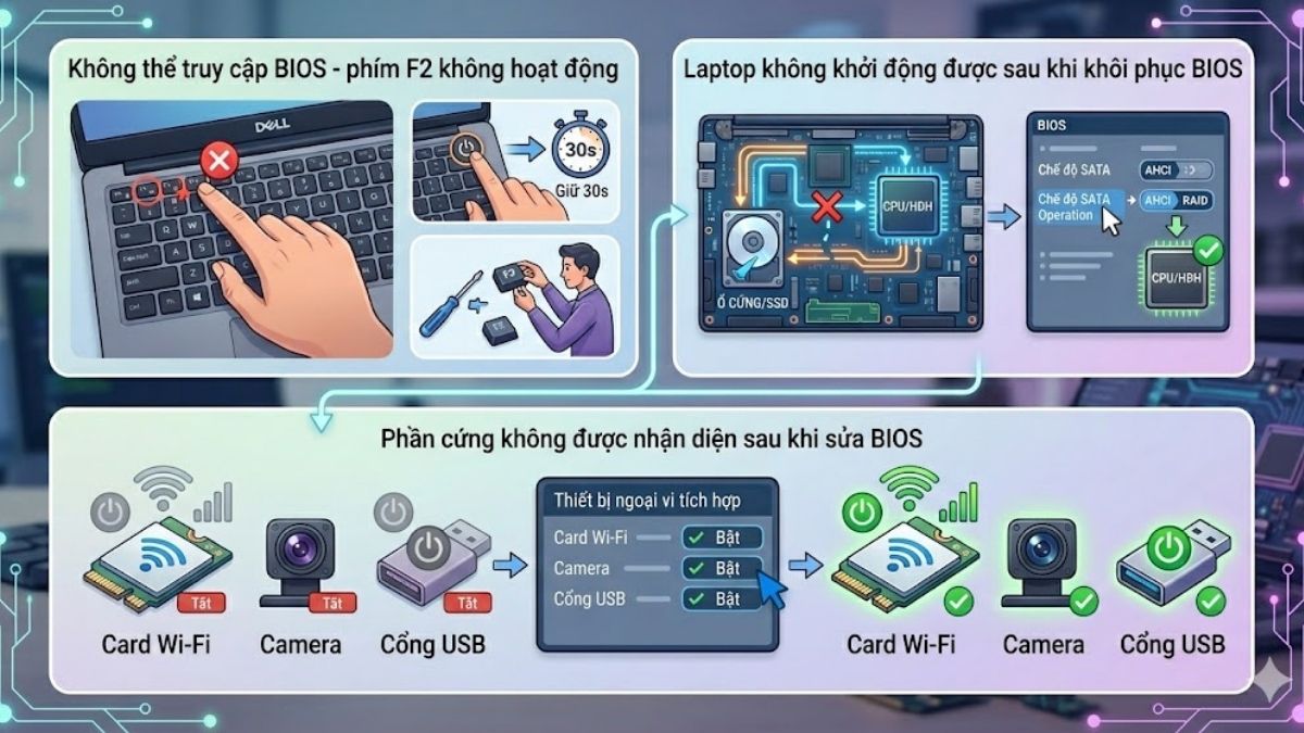 Xử lý sự cố sau khi sửa lỗi BIOS laptop Dell