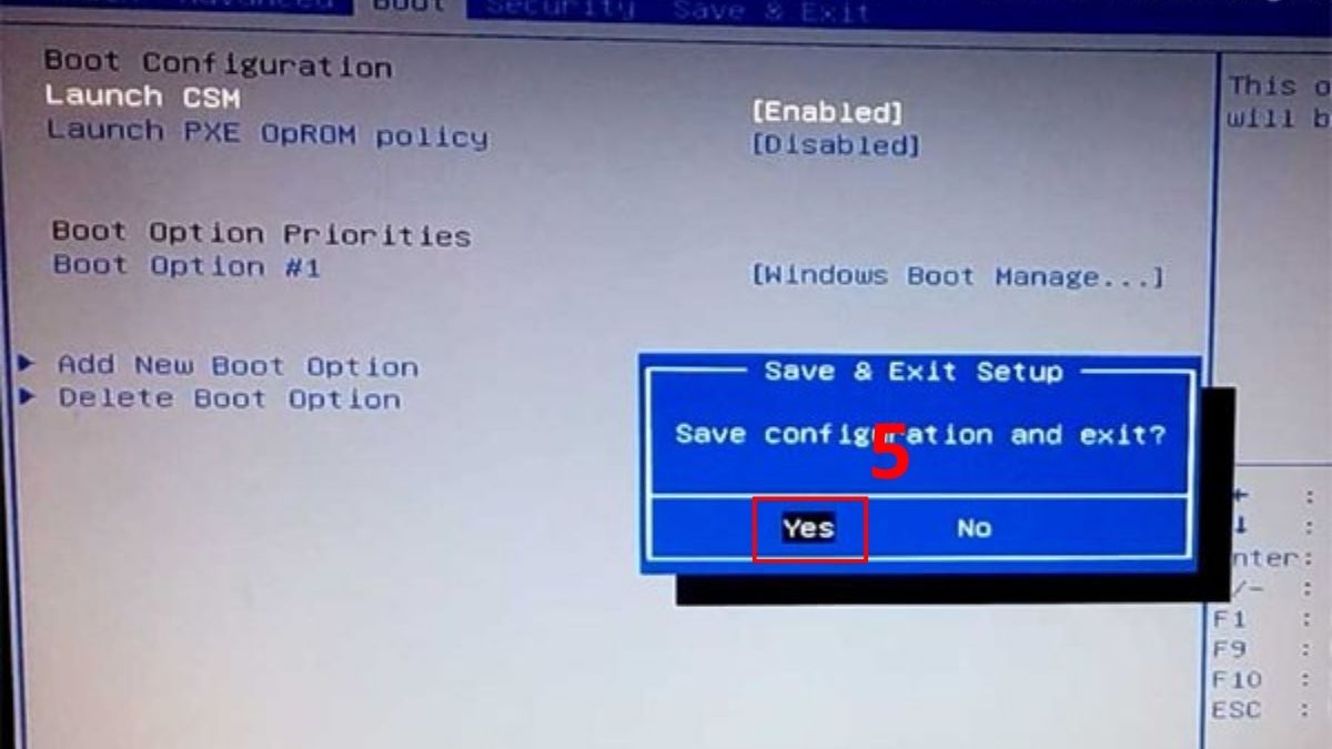 Nhấn F10 rồi chọn Yes để lưu và thoát