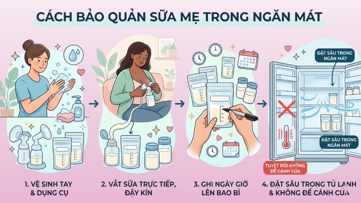 Cách bảo quản sữa mẹ trong ngăn mát đúng cách