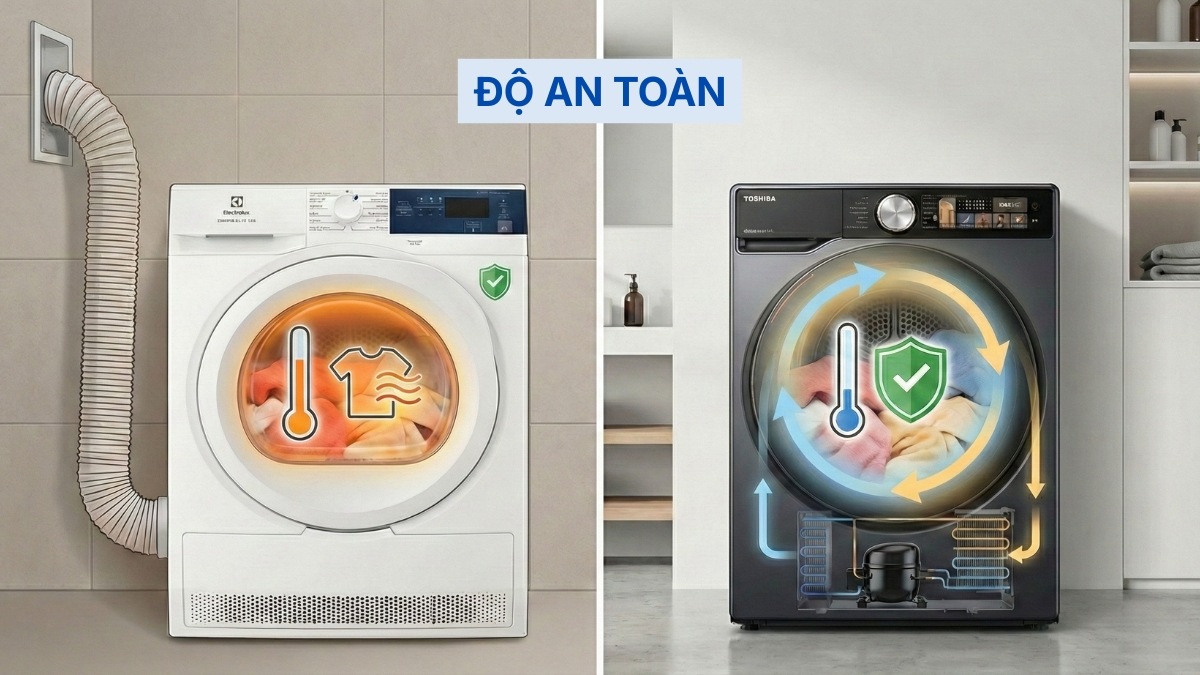 So sánh máy sấy thông hơi và bơm nhiệt về độ an toàn