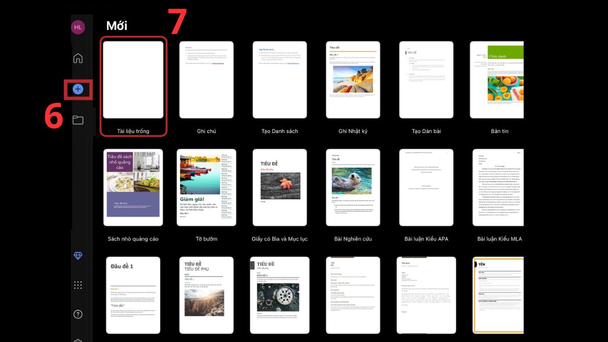 Chọn biểu tượng dấu cộng (+) hoặc nút Tạo mới