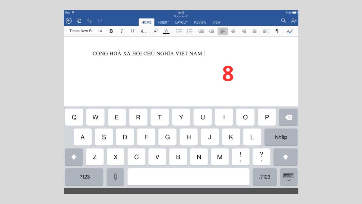 Chạm vào vùng trắng trên màn hình