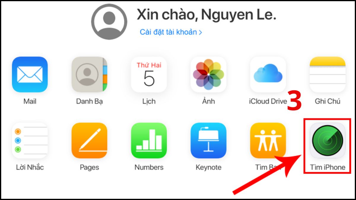 Chọn mục Tìm thiết bị