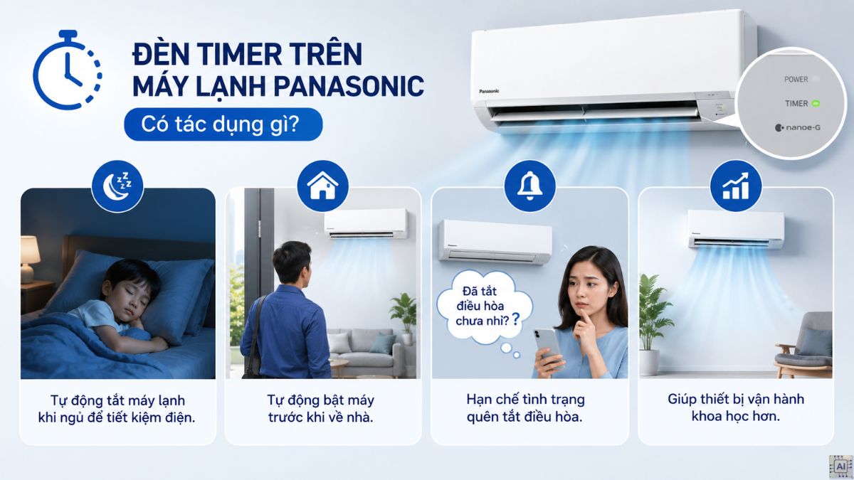 Đèn timer trên máy lạnh Panasonic có tác dụng gì?
