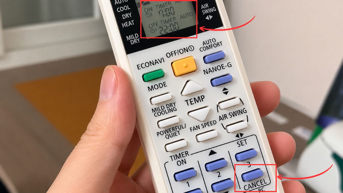 Cách tắt đèn timer trên máy lạnh Panasonic bằng remote
