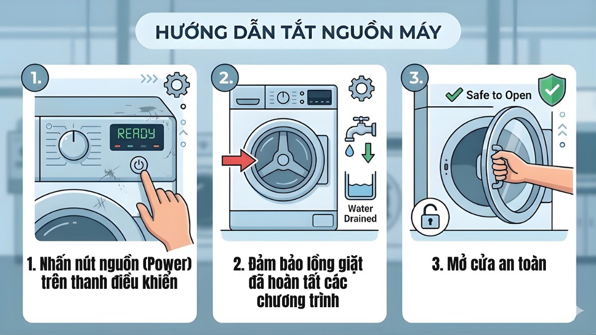 Nhấn nút tắt nguồn trên bảng điều khiển