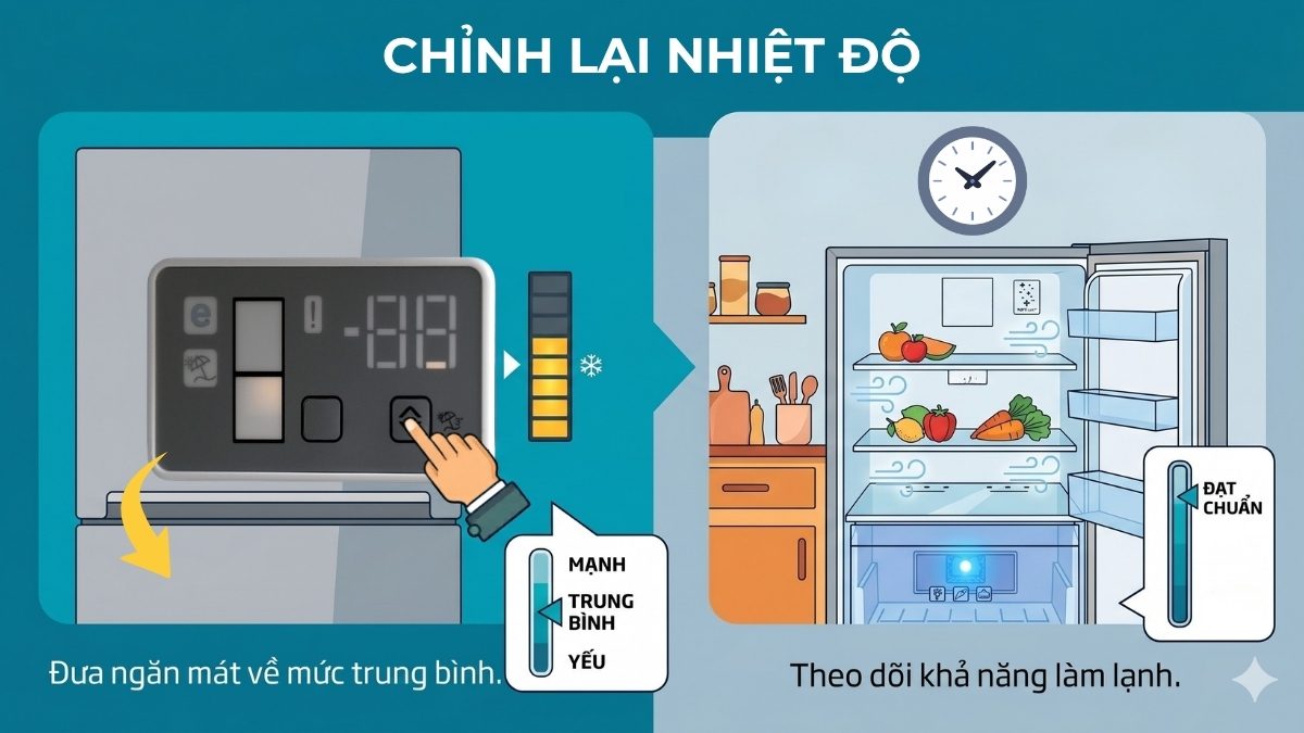 Chỉnh lại nhiệt độ tủ lạnh