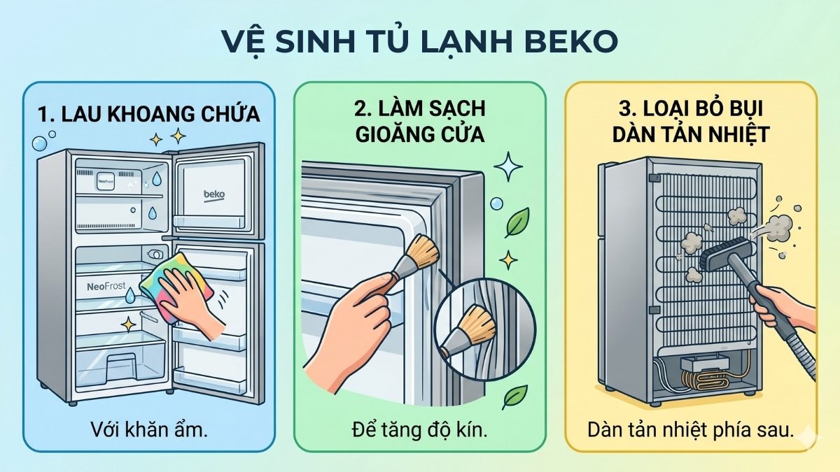 Vệ sinh tủ lạnh sạch sẽ