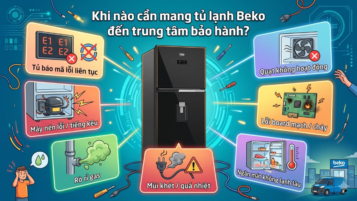 Khi nào cần mang tủ lạnh Beko đến trung tâm bảo hành?