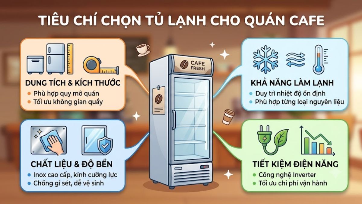 Tiêu chí chọn tủ lạnh cho quán cafe