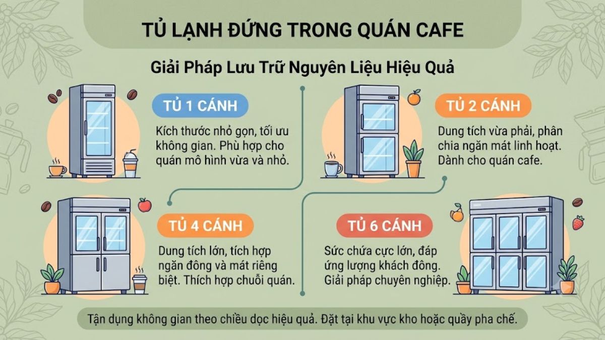 Các loại tủ lạnh đứng cho quán cafe hiện nay