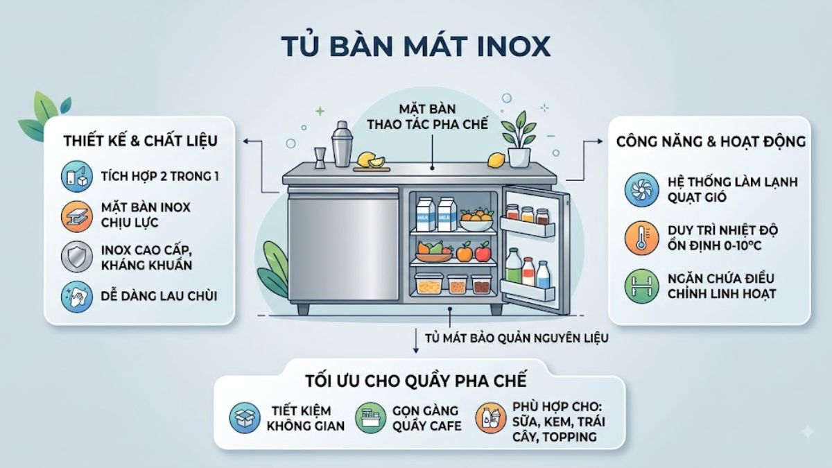 Tủ bàn mát inox