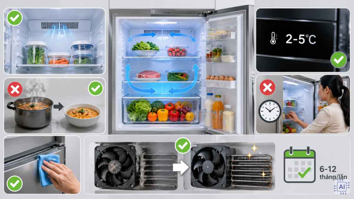Cách dùng tủ lạnh đúng cách để ngăn mát luôn lạnh đều