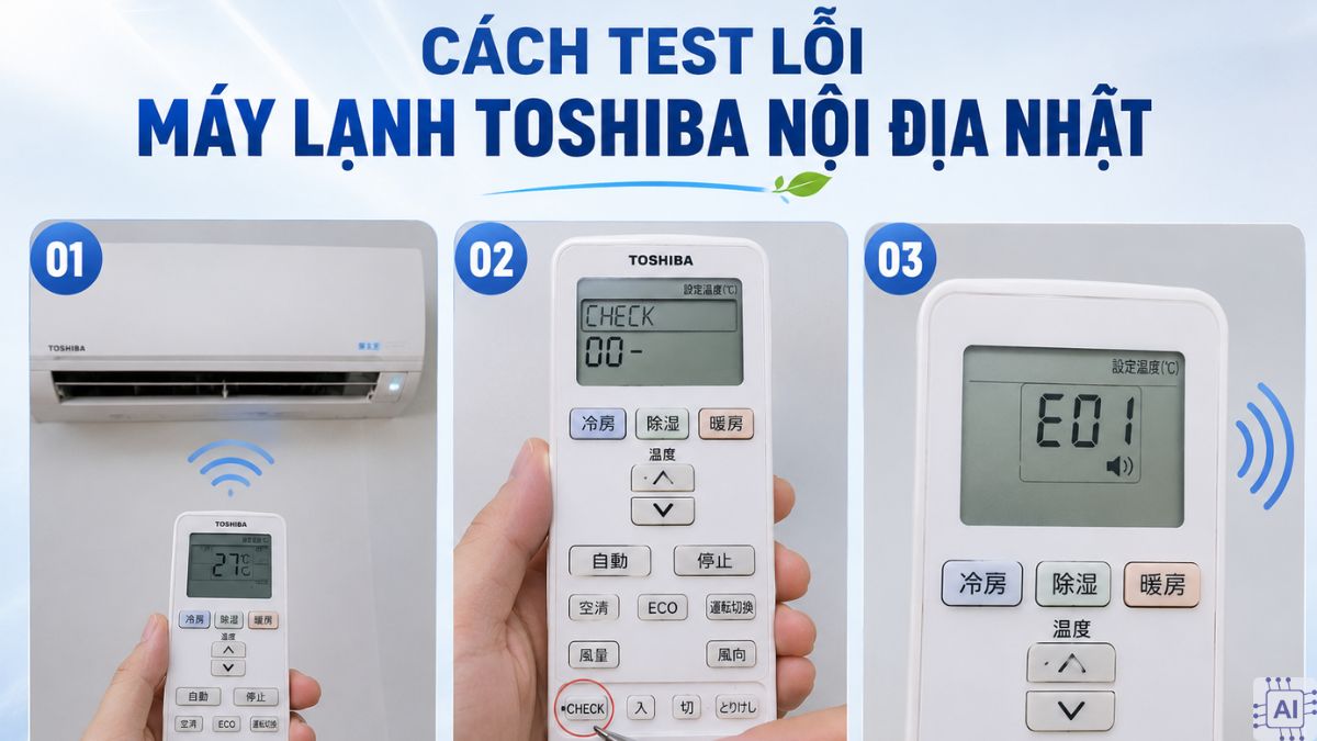 Cách test lỗi máy lạnh Toshiba nội địa Nhật