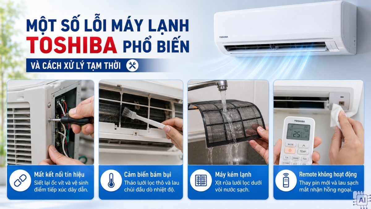 Một số lỗi máy lạnh Toshiba phổ biến 