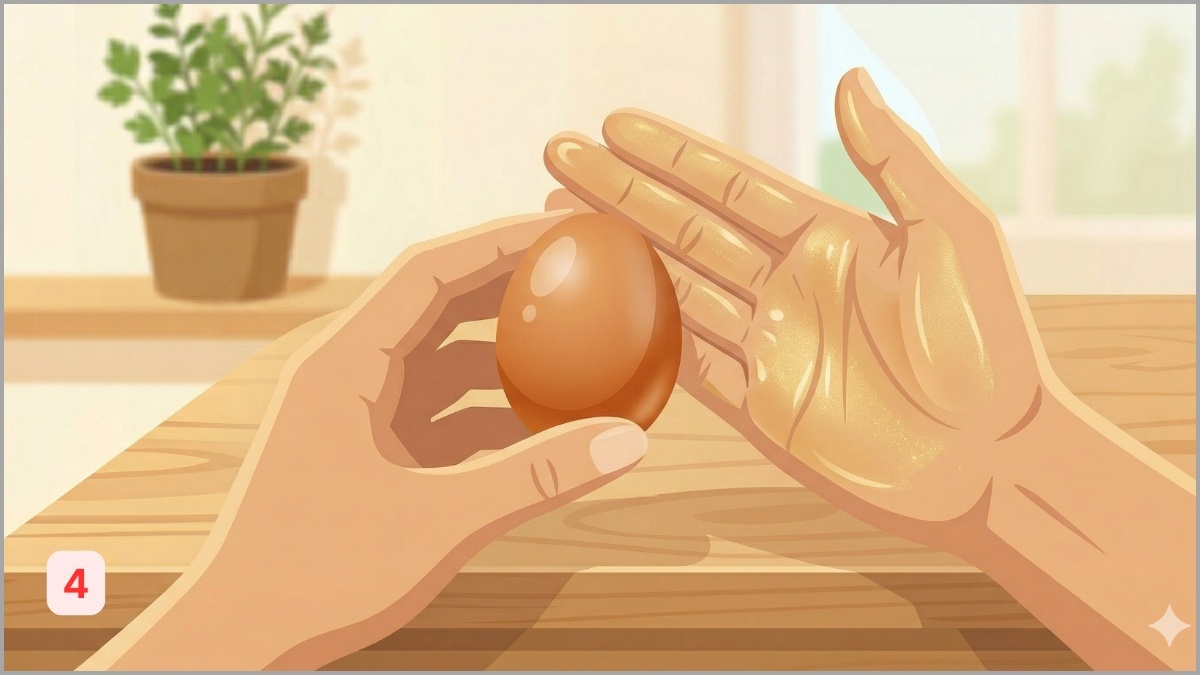 Chà xát nhẹ lên quả trứng