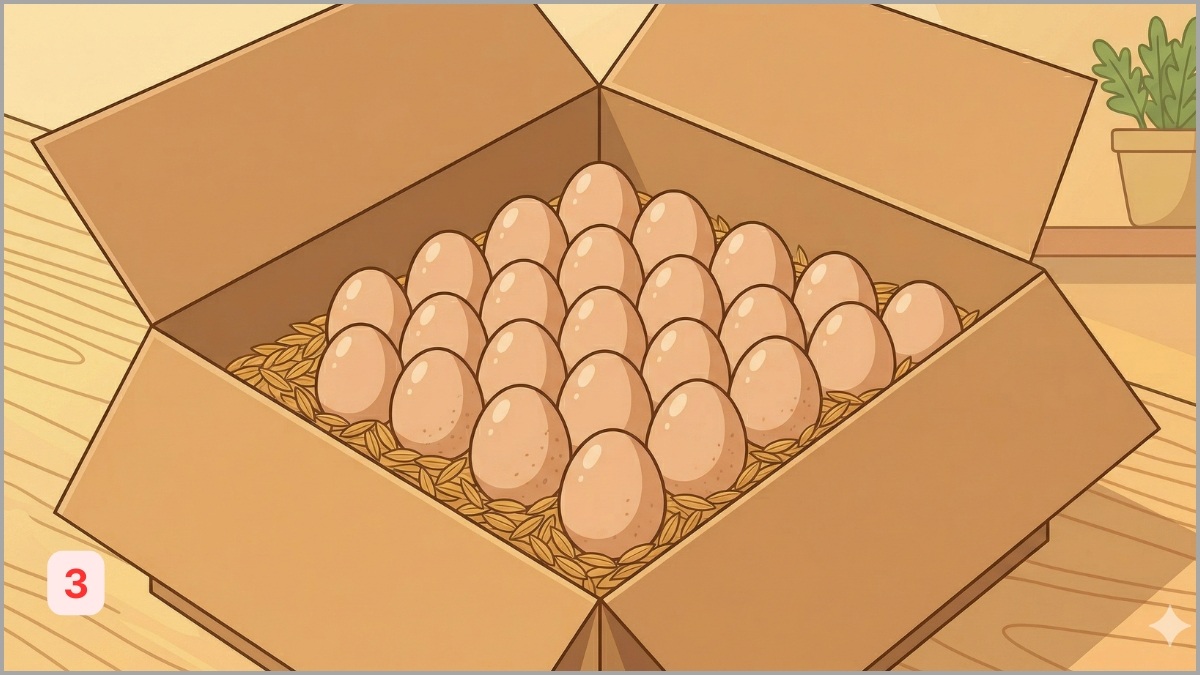 Xếp một lớp trứng lên trên
