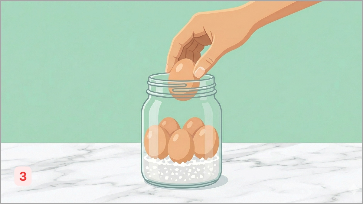 Xếp từng quả vào hũ