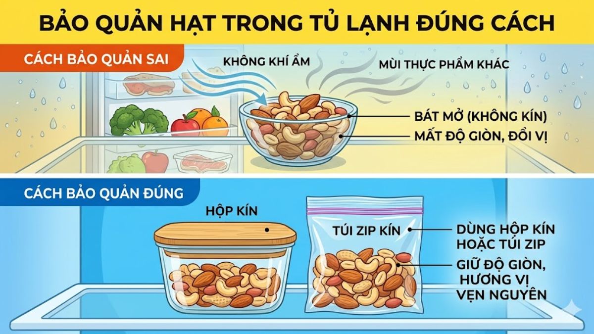 Các loại hạt – Dễ hấp thụ mùi thực phẩm khác