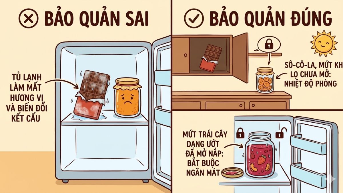 Sô-cô-la và mứt – Đổ mồ hôi, mất cấu trúc