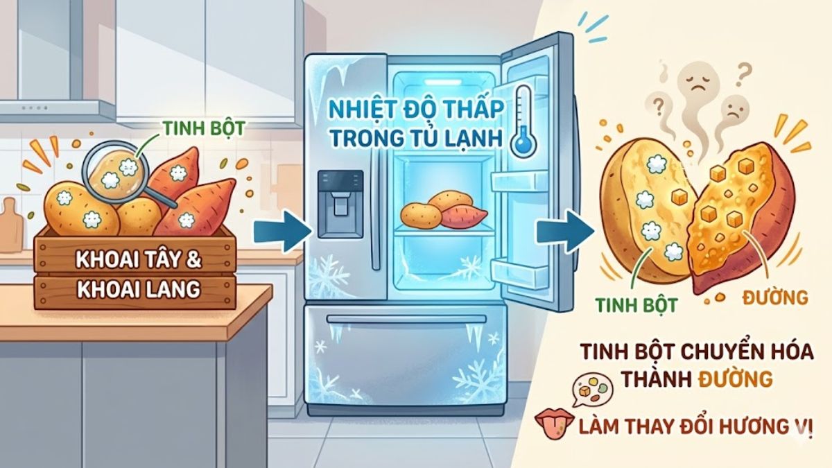 Khoai tây, khoai lang – Biến đổi tinh bột thành đường