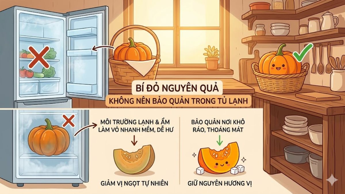 Bí đỏ nguyên quả – Nhanh mềm và giảm vị ngọt