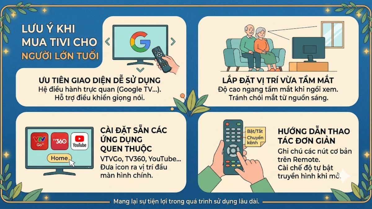 Lưu ý khi mua tivi cho người lớn tuổi