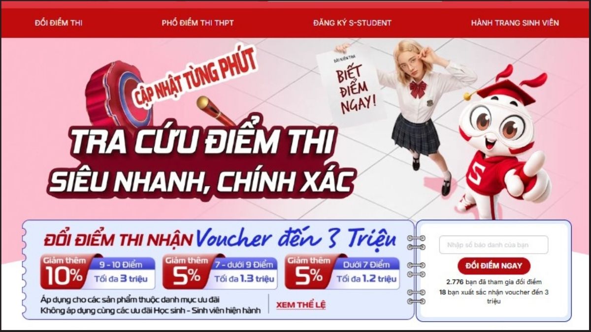 Tra cứu đổi điểm thi tại CellphoneS