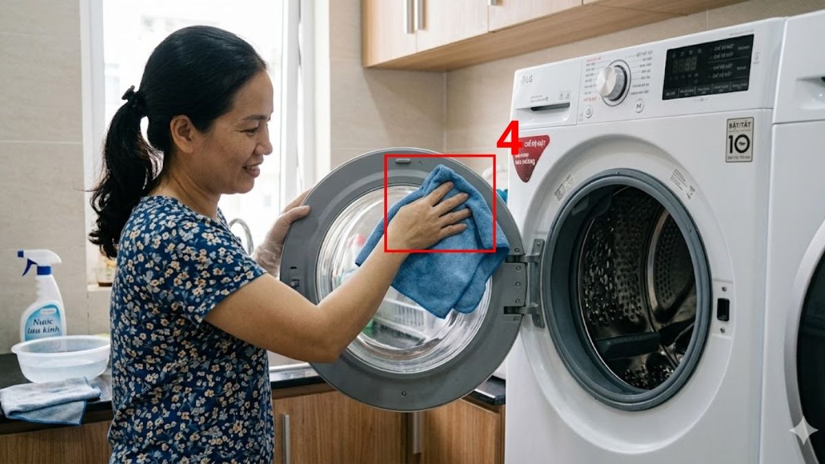 Lau sạch và hong khô gioăng