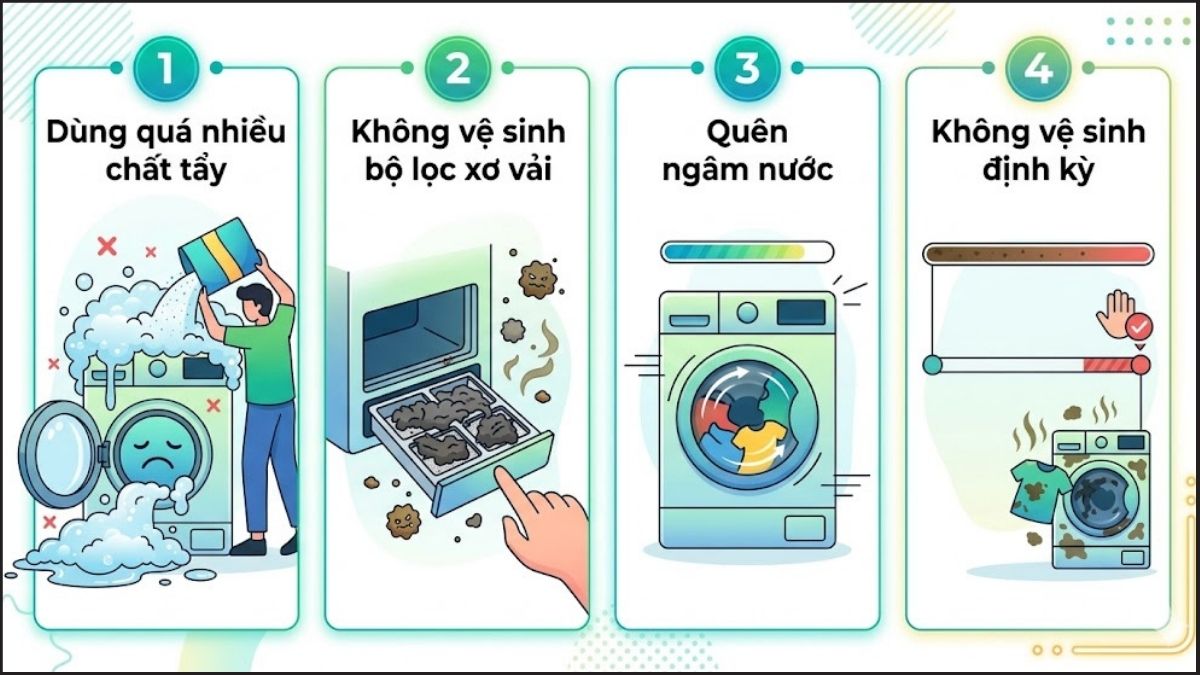 Lưu ý quan trọng khi vệ sinh lồng máy giặt tại nhà