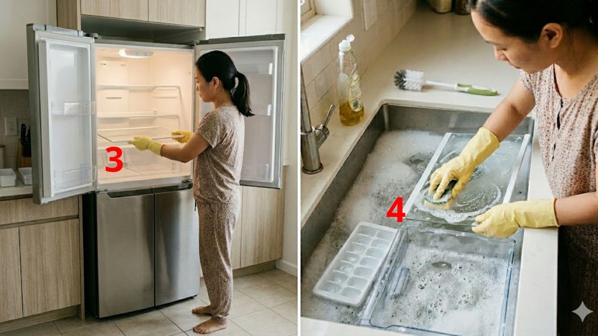 Tháo rời ngăn kệ, khay đựng và làm sạch riêng