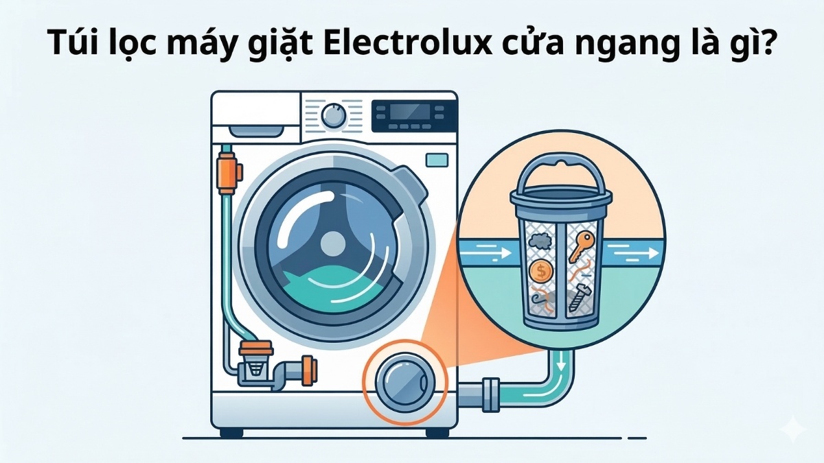 Túi lọc máy giặt Electrolux cửa ngang là gì?