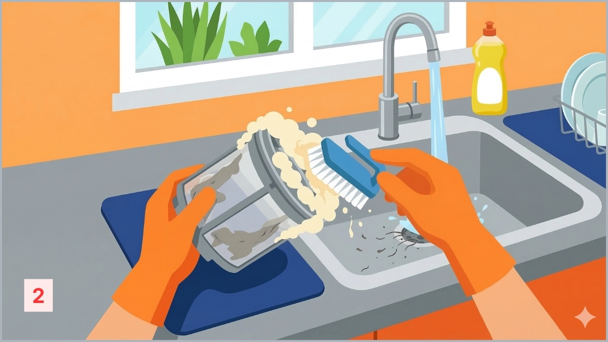 Chà rửa sạch sẽ bề mặt rọ lọc