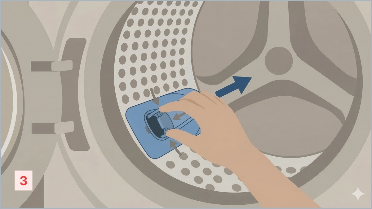  Bóp nhẹ ngàm khóa và đẩy trượt thanh gờ