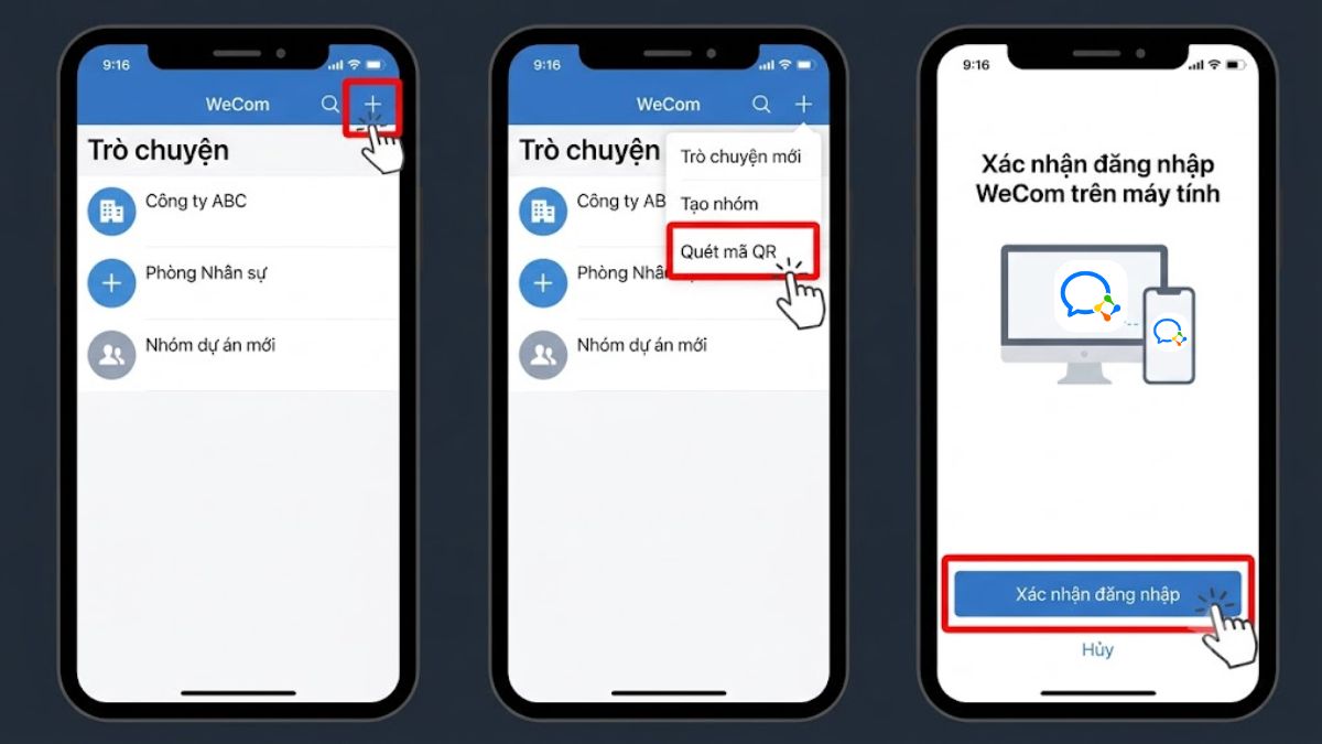 Mở ứng dụng WeCom trên điện thoại