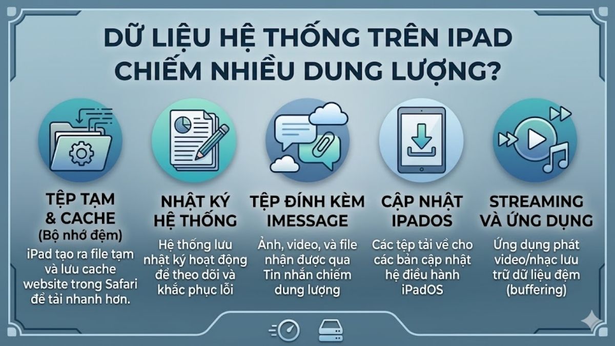Vì sao dữ liệu hệ thống trên iPad chiếm nhiều dung lượng?