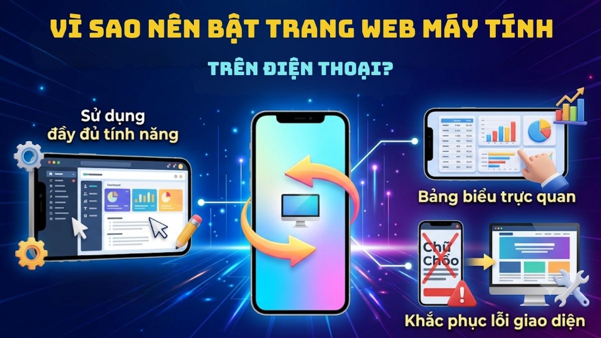 Bật yêu cầu trang web cho máy tính trên điện thoại