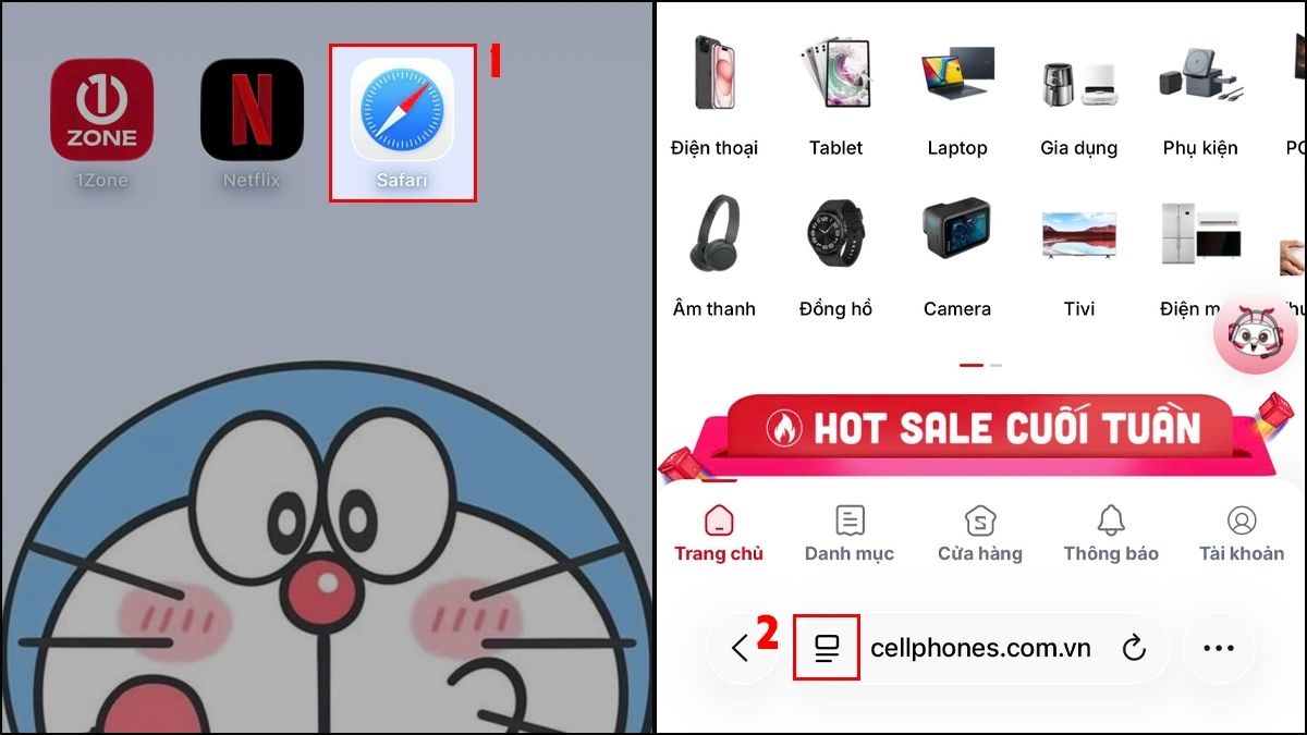 Cách bật trang web máy tính trên Safari iPhone