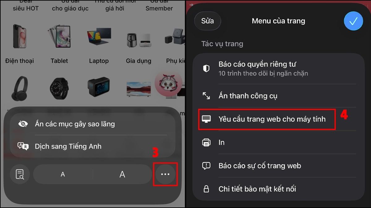 Nhấn tiếp vào biểu tượng dấu ba chấm