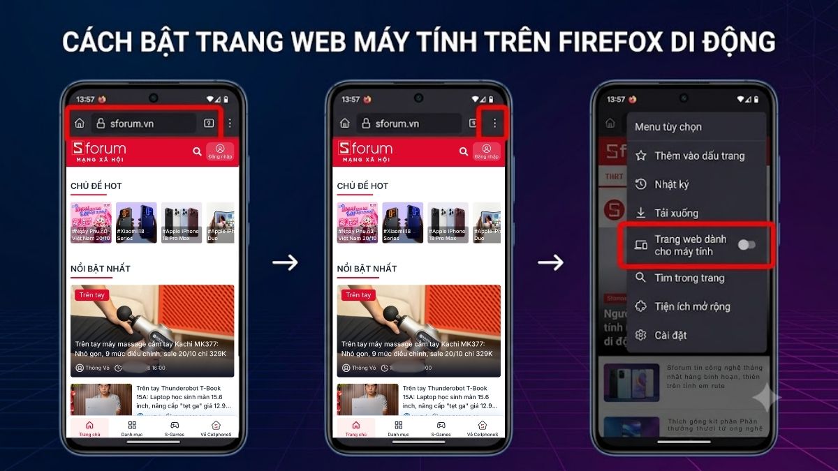Cách yêu cầu trang web máy tính trên Firefox