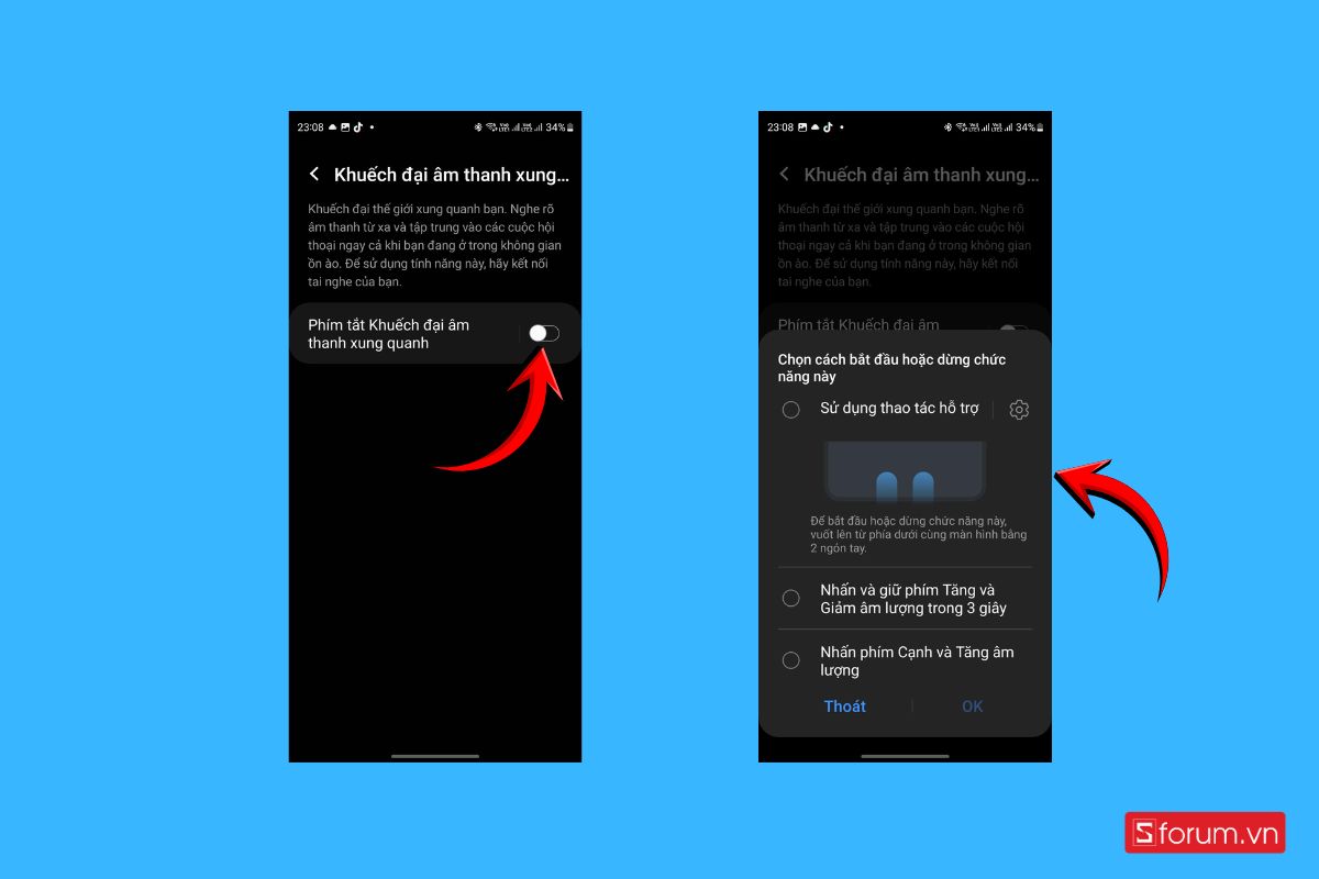Bật tính năng khuếch đại âm thanh